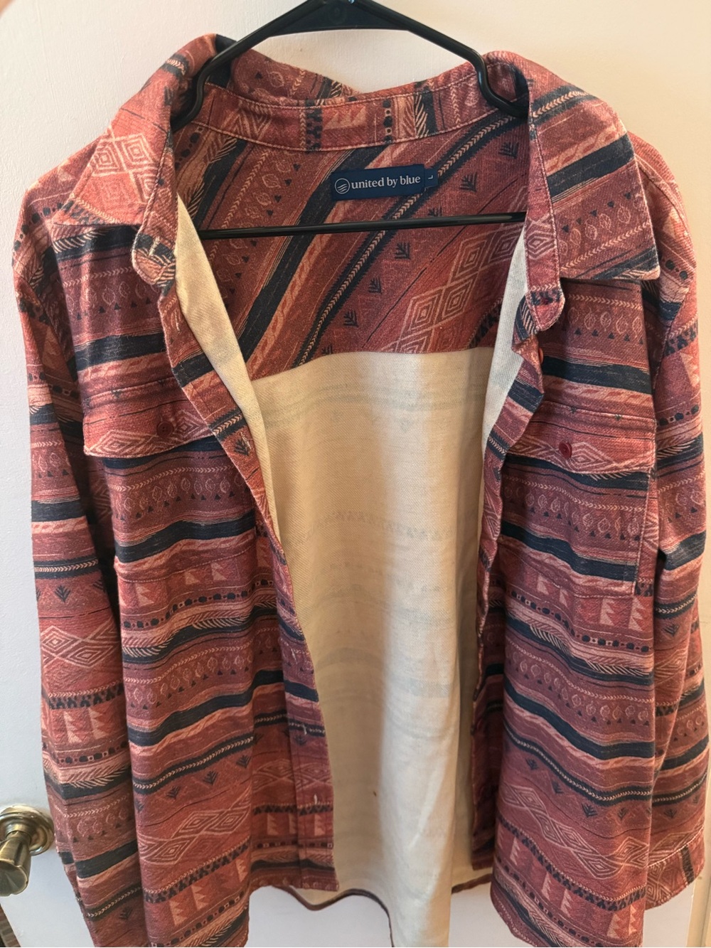 United By Blue Rust-Red Striped Patterned Jacket